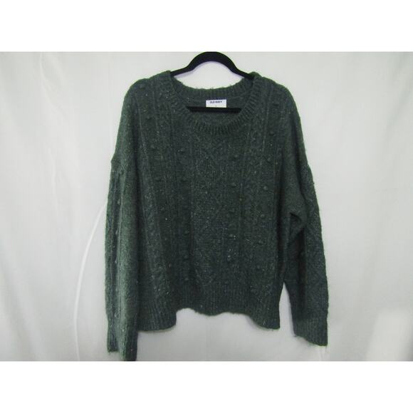 Old Navy Women’s Sweater XL Green Cable Knit Textured Pullover Long Sleeve Cozy - Picture 1 of 9